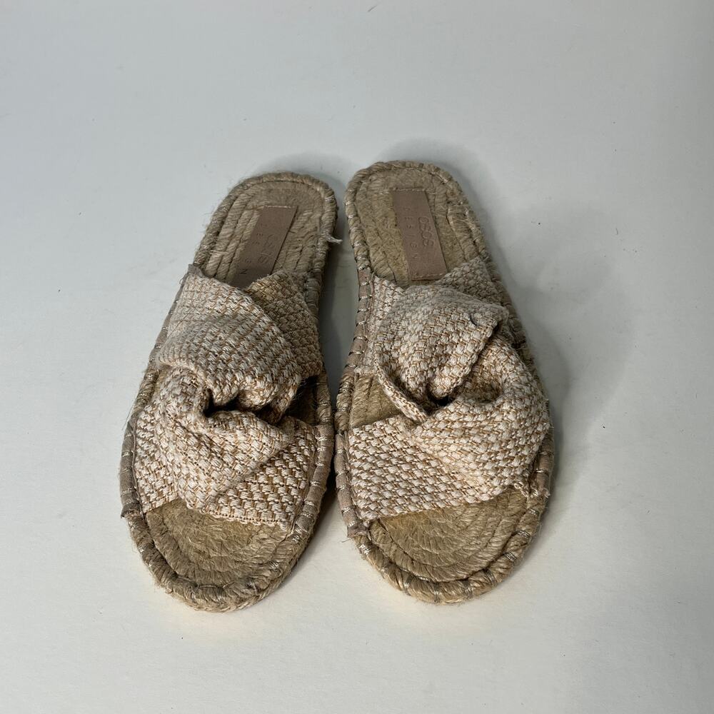 ASOS Shoes Cloth Fabric Straps Natural Flat Slide Sandals 9